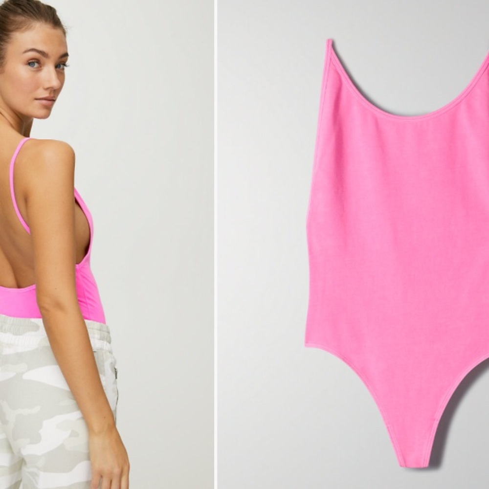 Low back red body suit